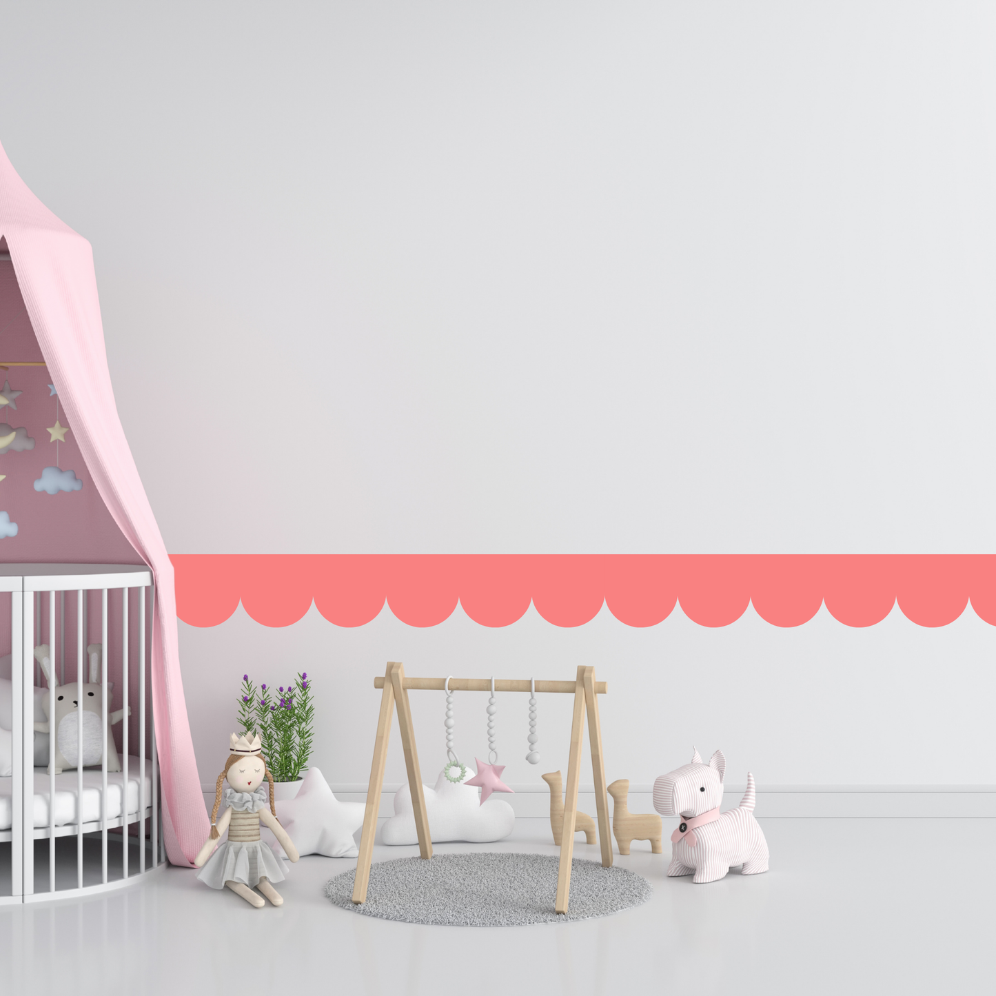 Textile Wall Sticker – Scalloped Arch Border - Pink