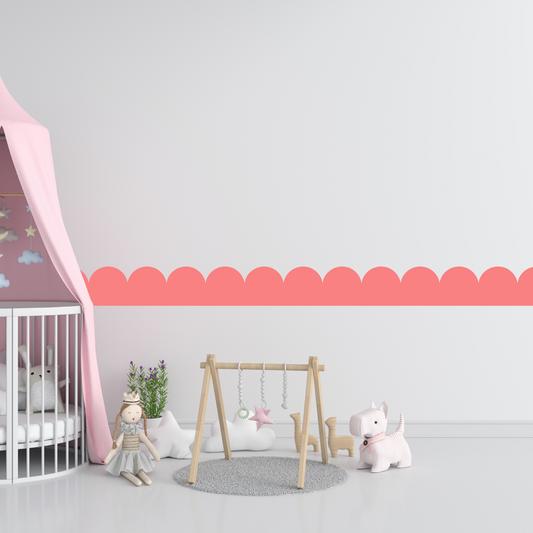 Textile Wall Sticker – Scalloped Arch Border - Pink