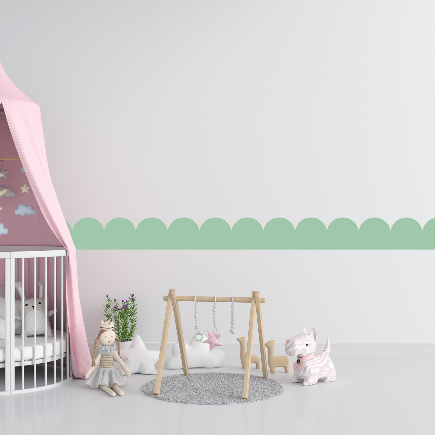 Textile Wall Sticker – Scalloped Arch Border - Mint