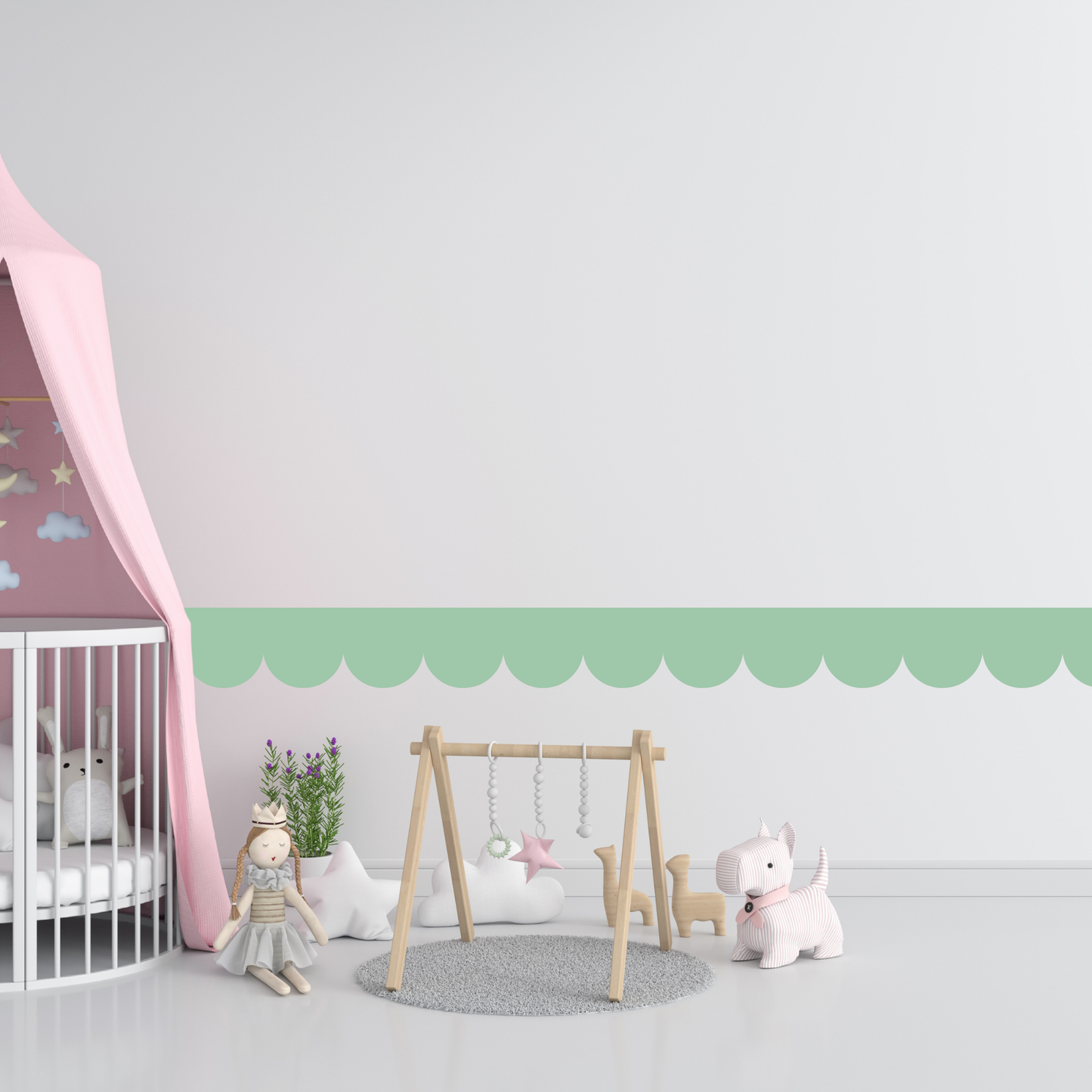 Textile Wall Sticker – Scalloped Arch Border - Mint