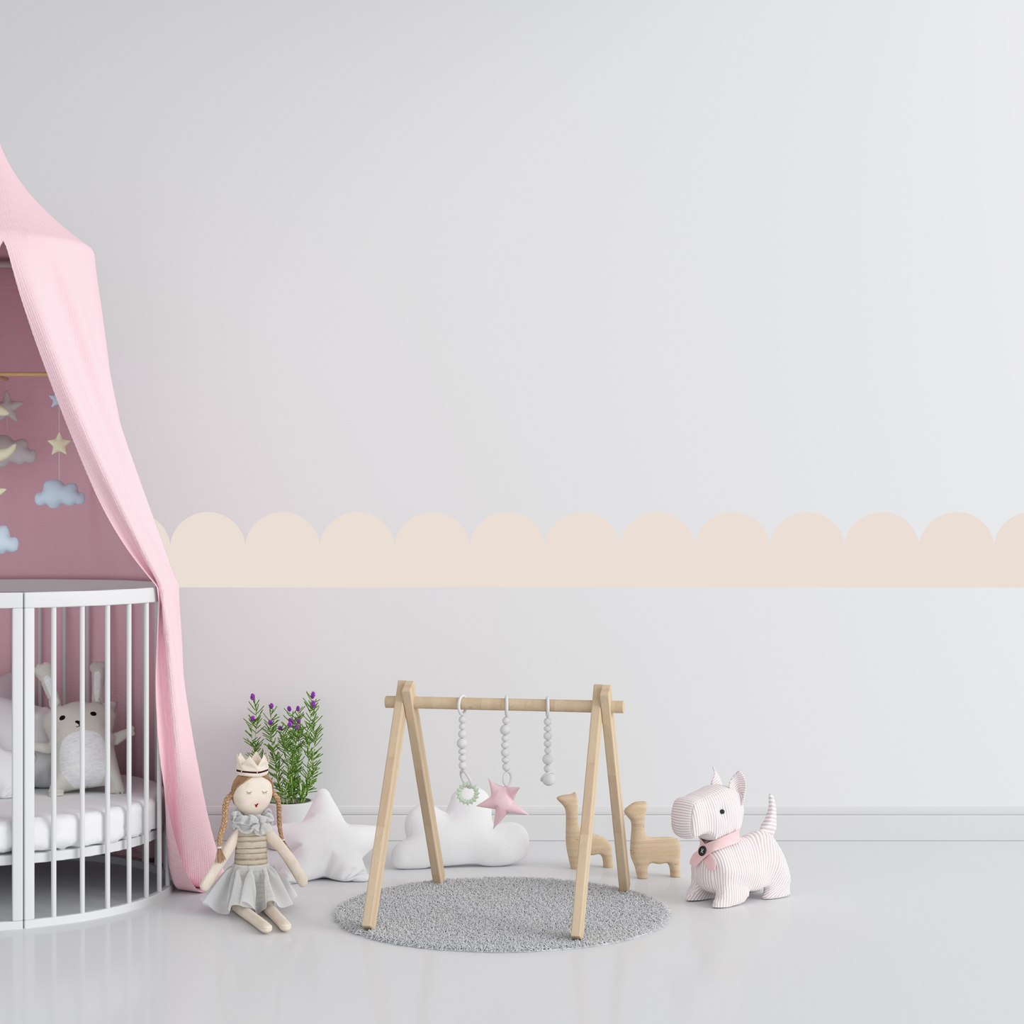 Textile Wall Sticker – Scalloped Arch Border - Brown