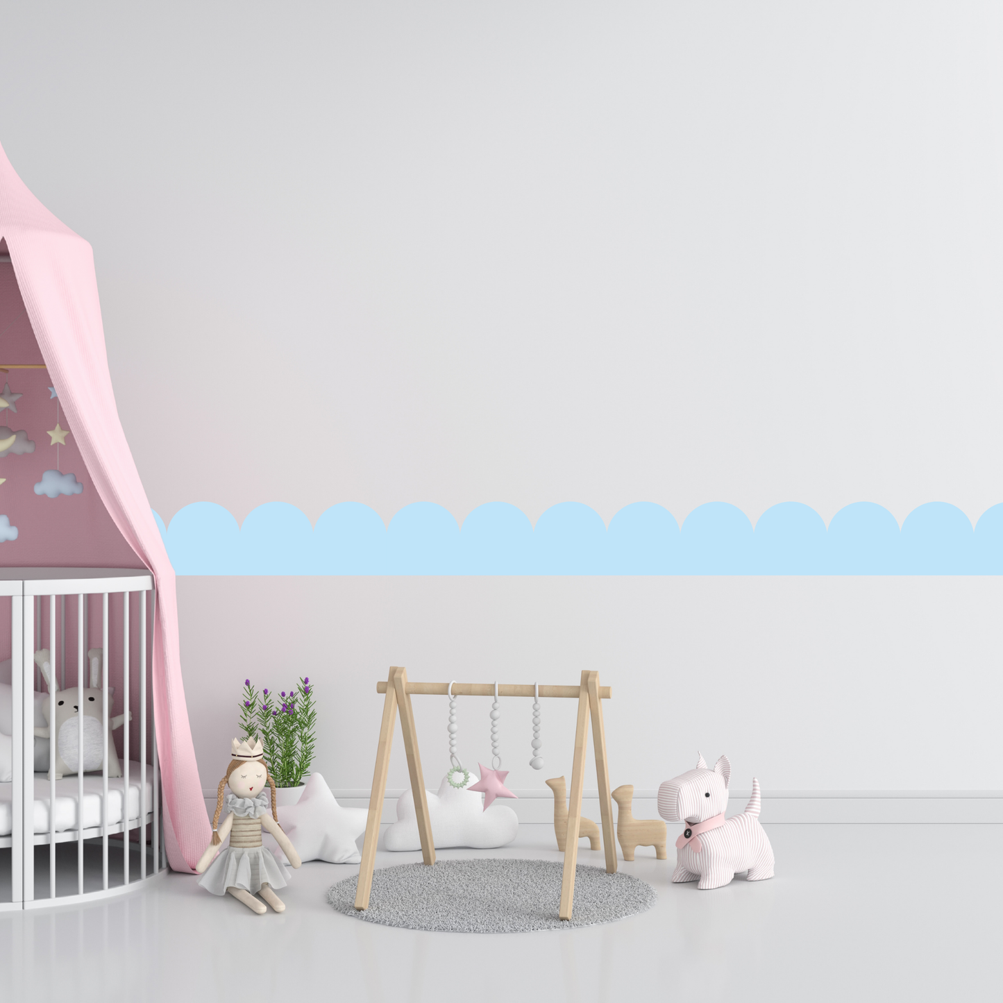 Textile Wall Sticker – Scalloped Arch Border - Navy Blue