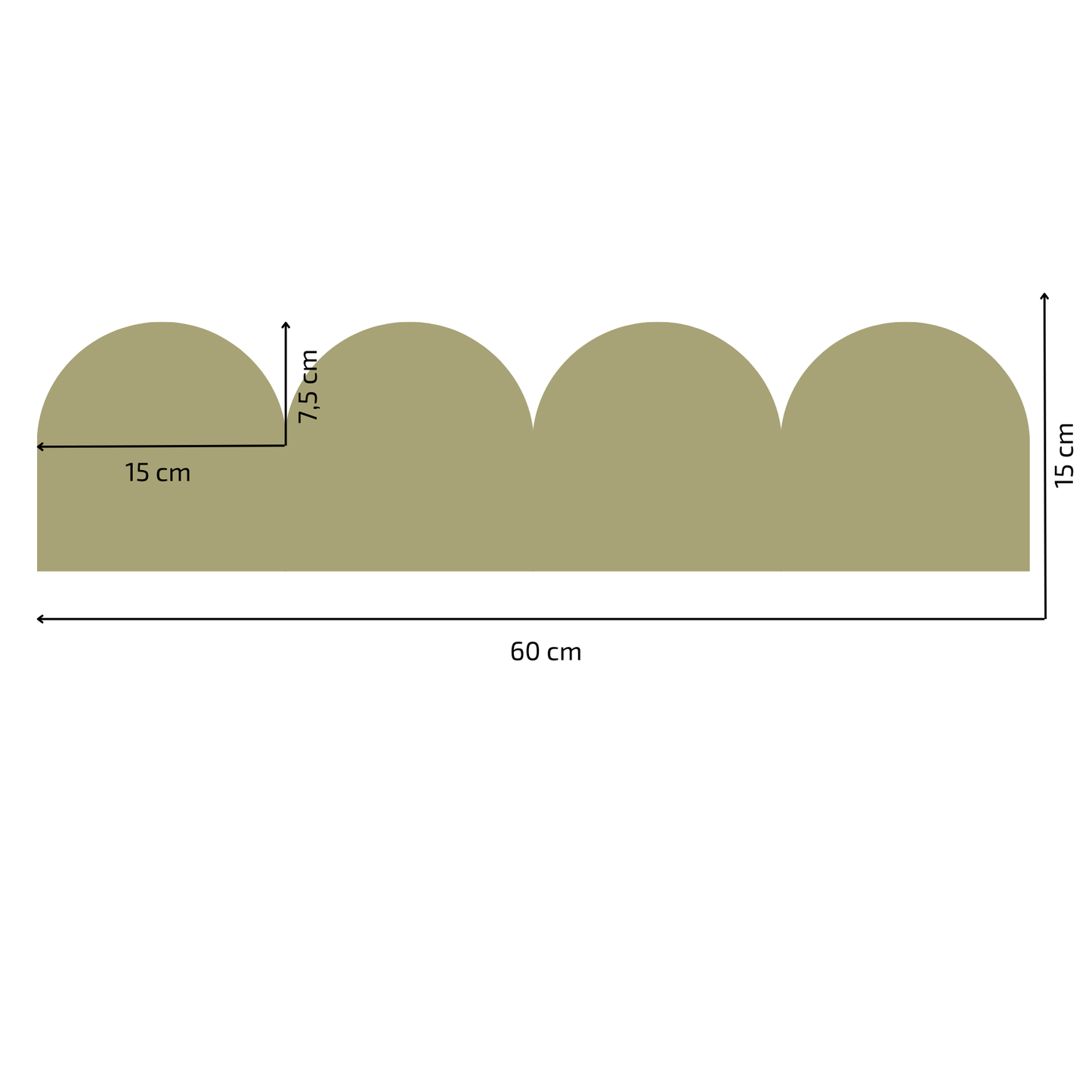 Textile Wall Sticker – Scalloped Arch Border - Olive Green