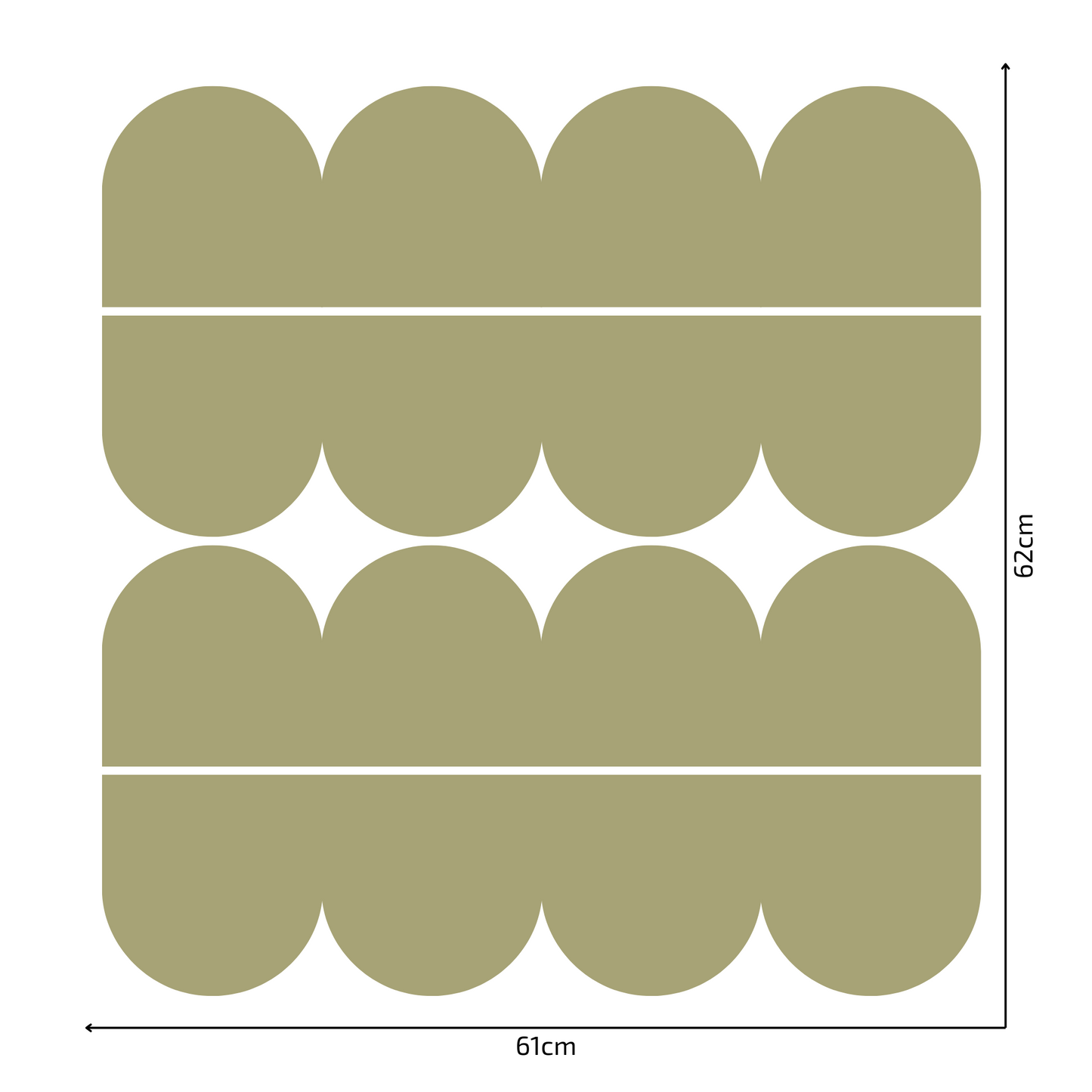 Textile Wall Sticker – Scalloped Arch Border - Olive Green