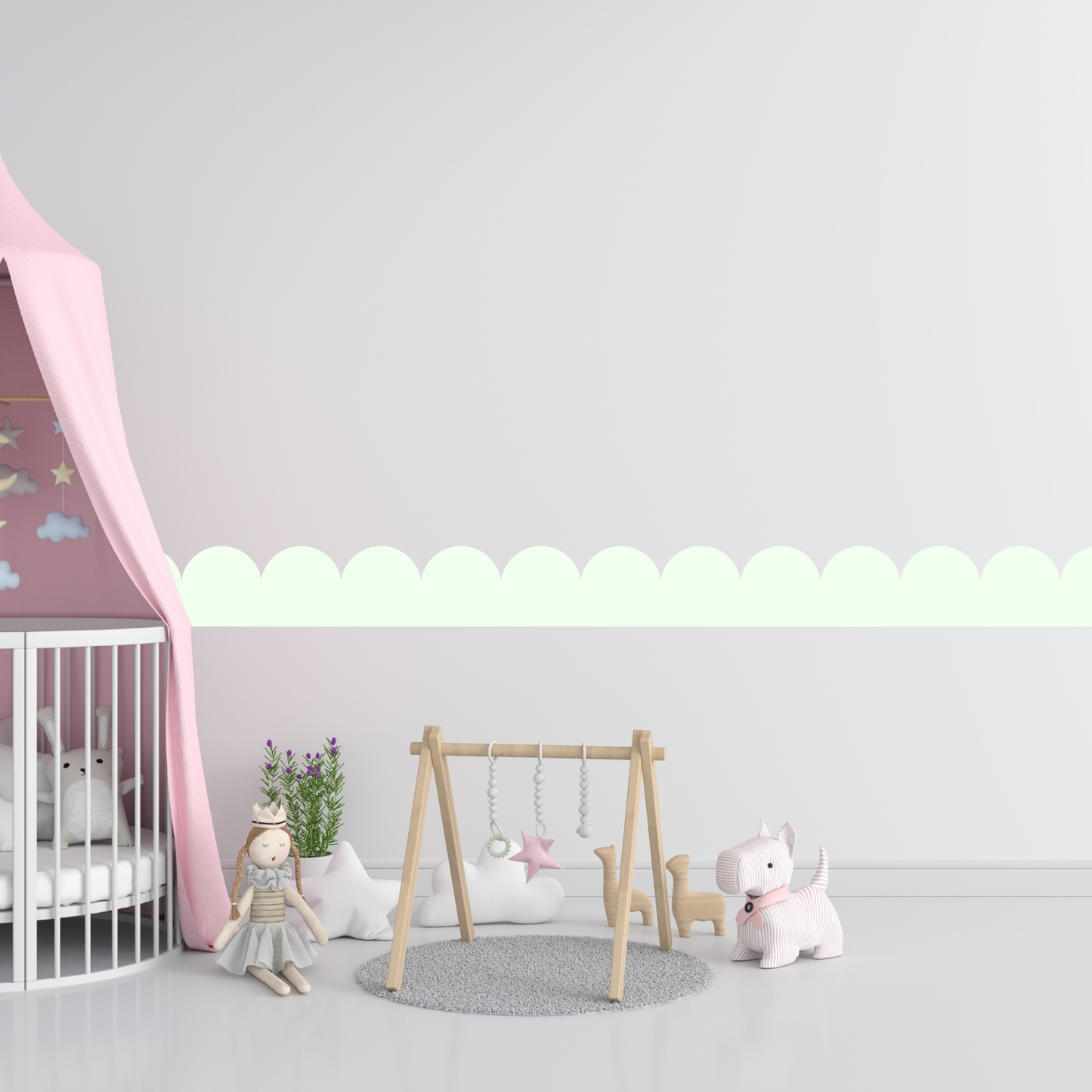 Textile Wall Sticker – Scalloped Arch Border - Mint