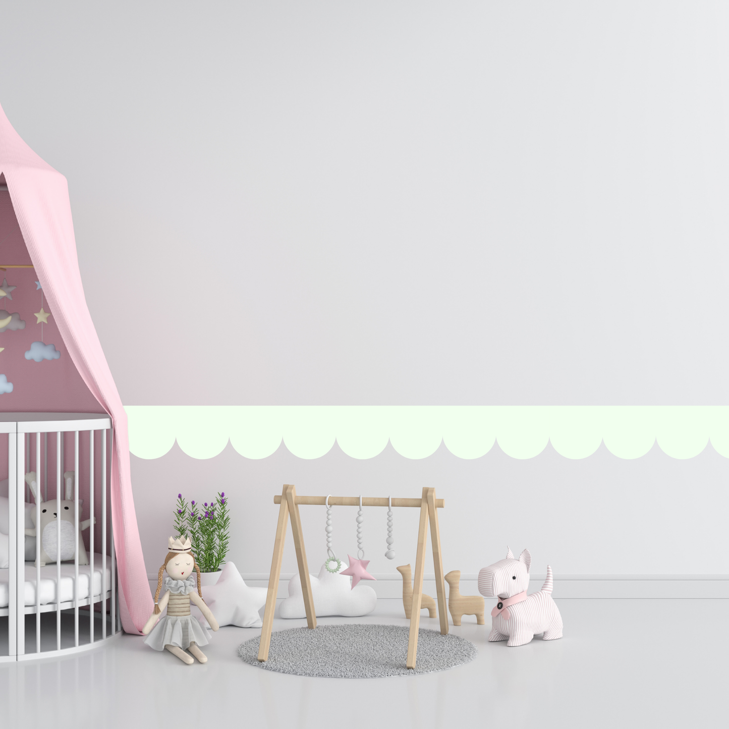 Textile Wall Sticker – Scalloped Arch Border - Mint