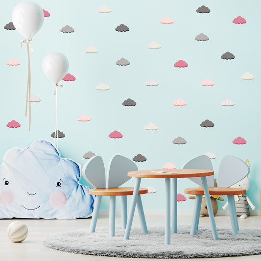 Textile Wall Sticker “Clouds” Black-red colors