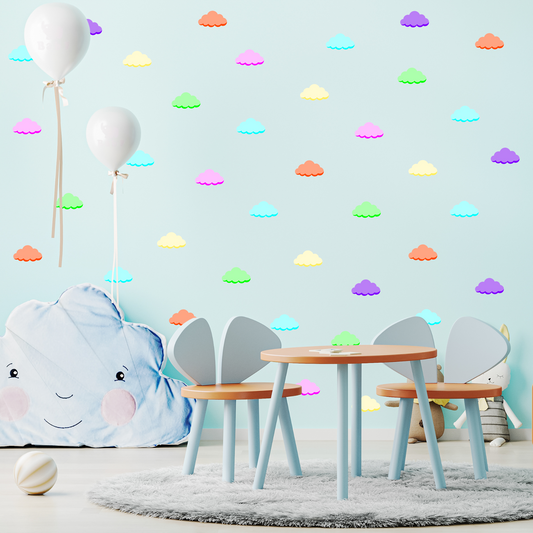 Textile Wall Sticker “Clouds” Dark neon colors