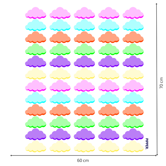 Textile Wall Sticker “Clouds” Dark neon colors