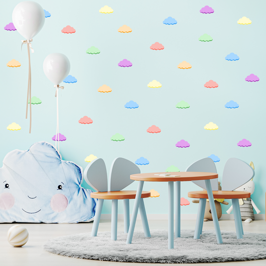 Textile Wall Sticker “Clouds” Dark pastel colors