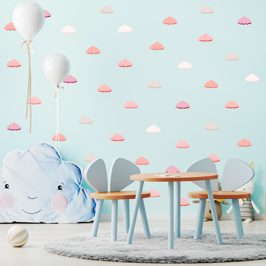 Textile Wall Sticker “Clouds” Dark red colors