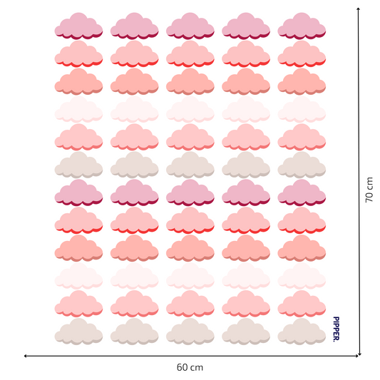 Textile Wall Sticker “Clouds” Dark red colors