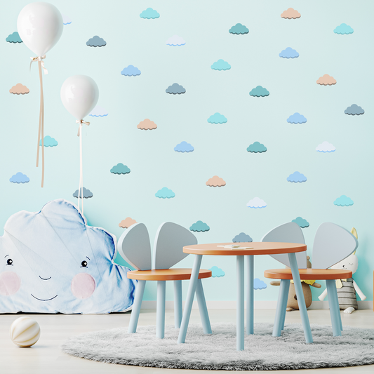Textile Wall Sticker “Clouds” Dark turquoise colors