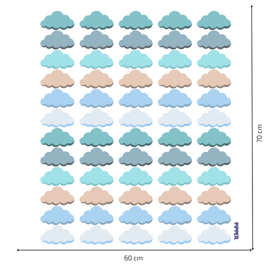 Textile Wall Sticker “Clouds” Dark turquoise colors