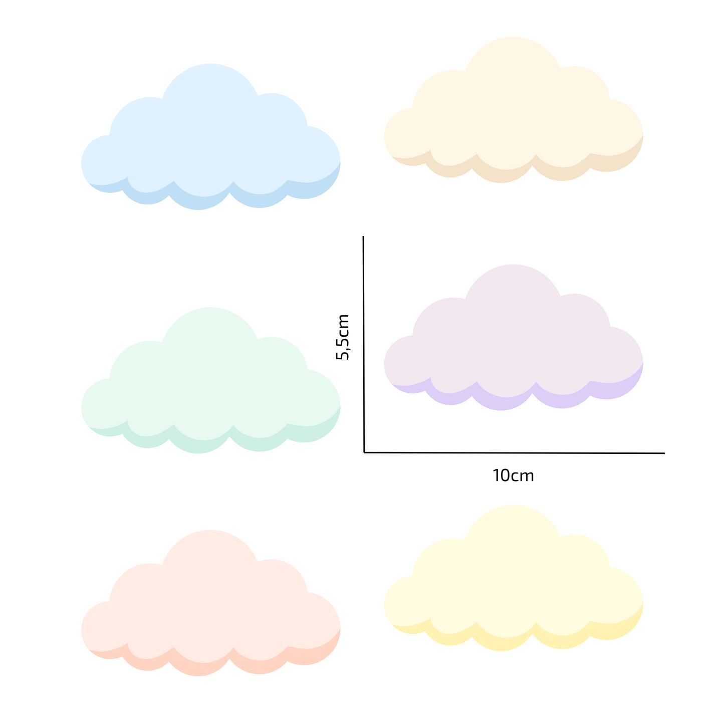 Textile Wall Sticker “Clouds” Soft pastel colors