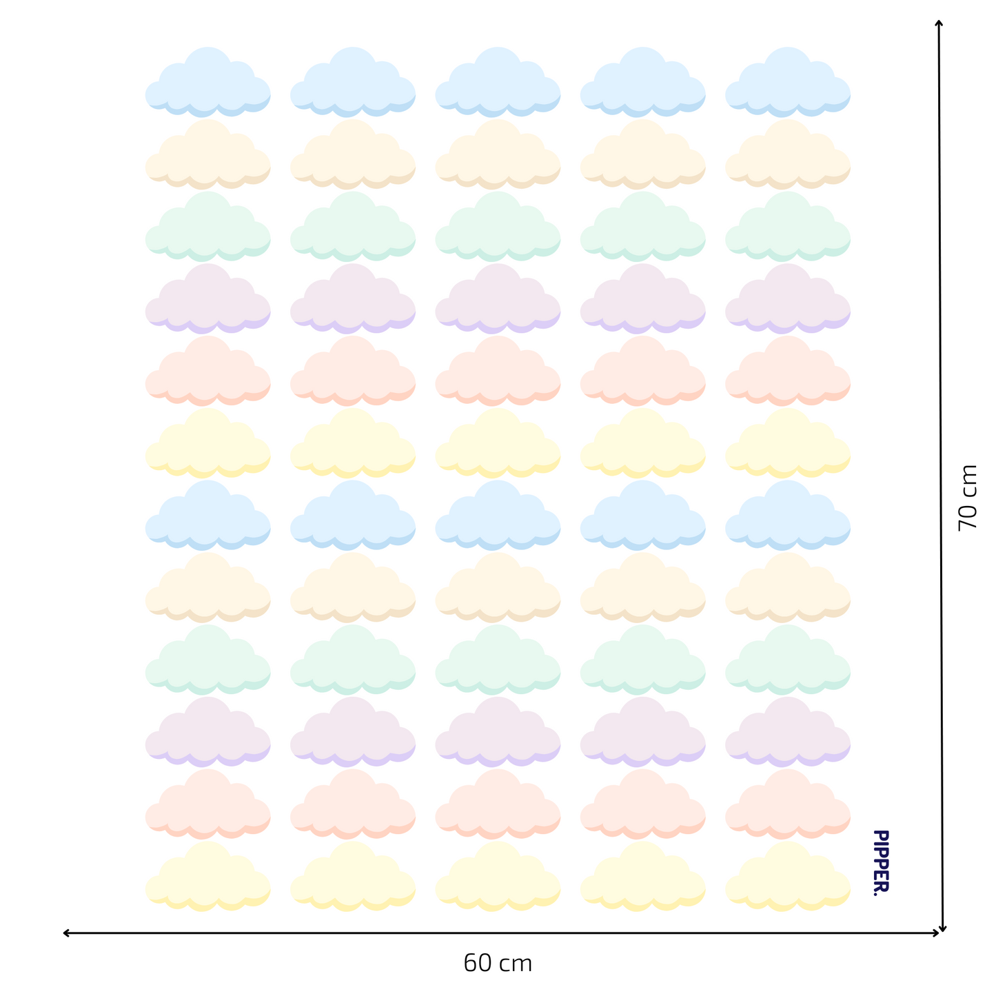 Textile Wall Sticker “Clouds” Soft pastel colors