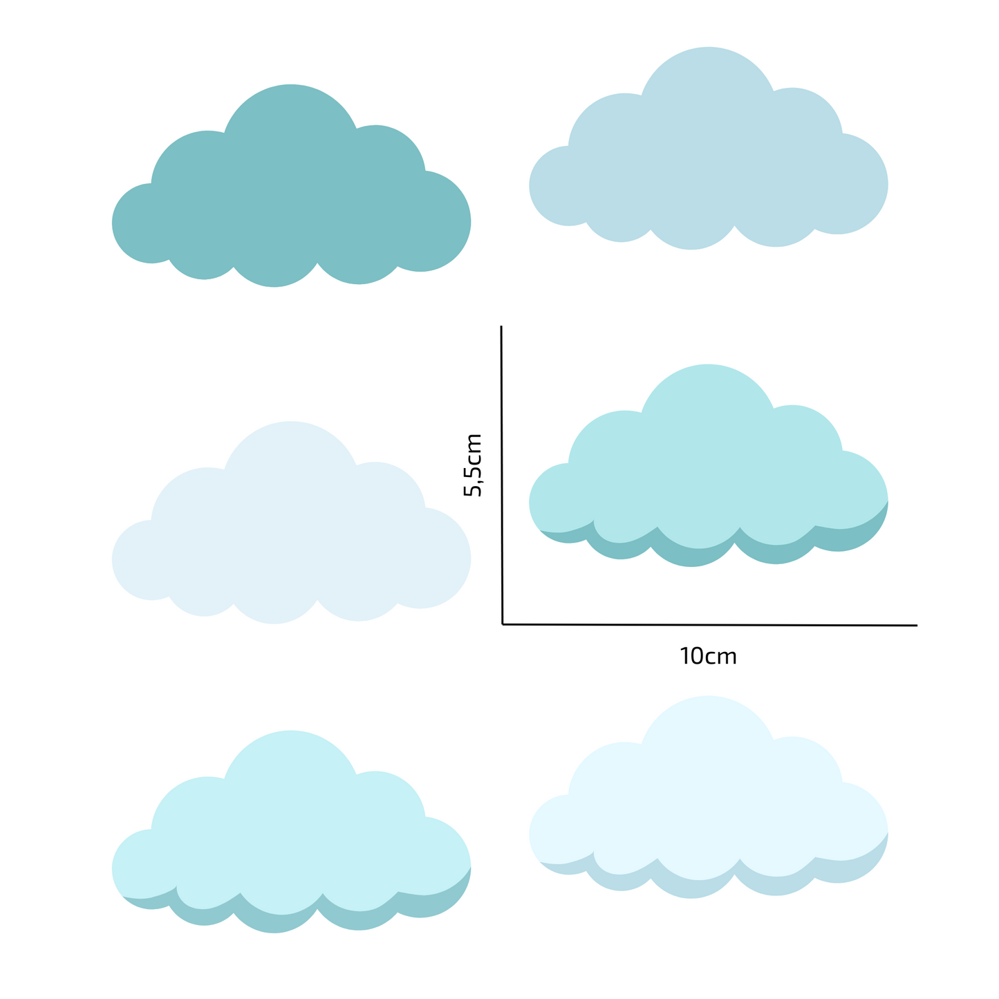 Textile Wall Sticker “Clouds” Soft turquoise colors