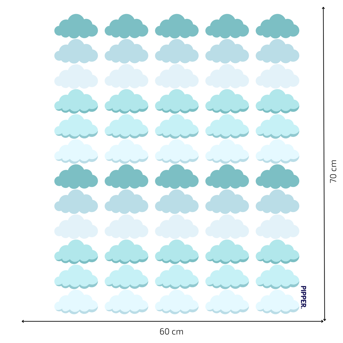 Textile Wall Sticker “Clouds” Soft turquoise colors