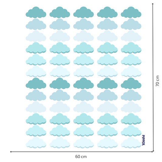 Textile Wall Sticker “Clouds” Soft turquoise colors