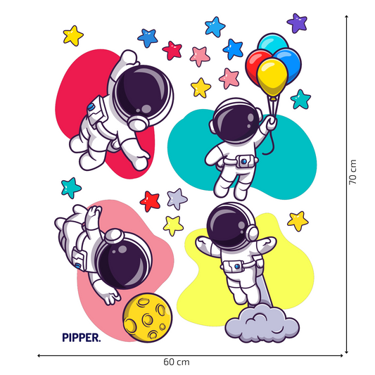 Textile Wall Sticker “Colorful Astronauts”