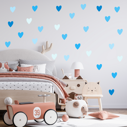 Textile Wall Sticker “Hearts” Blue colors