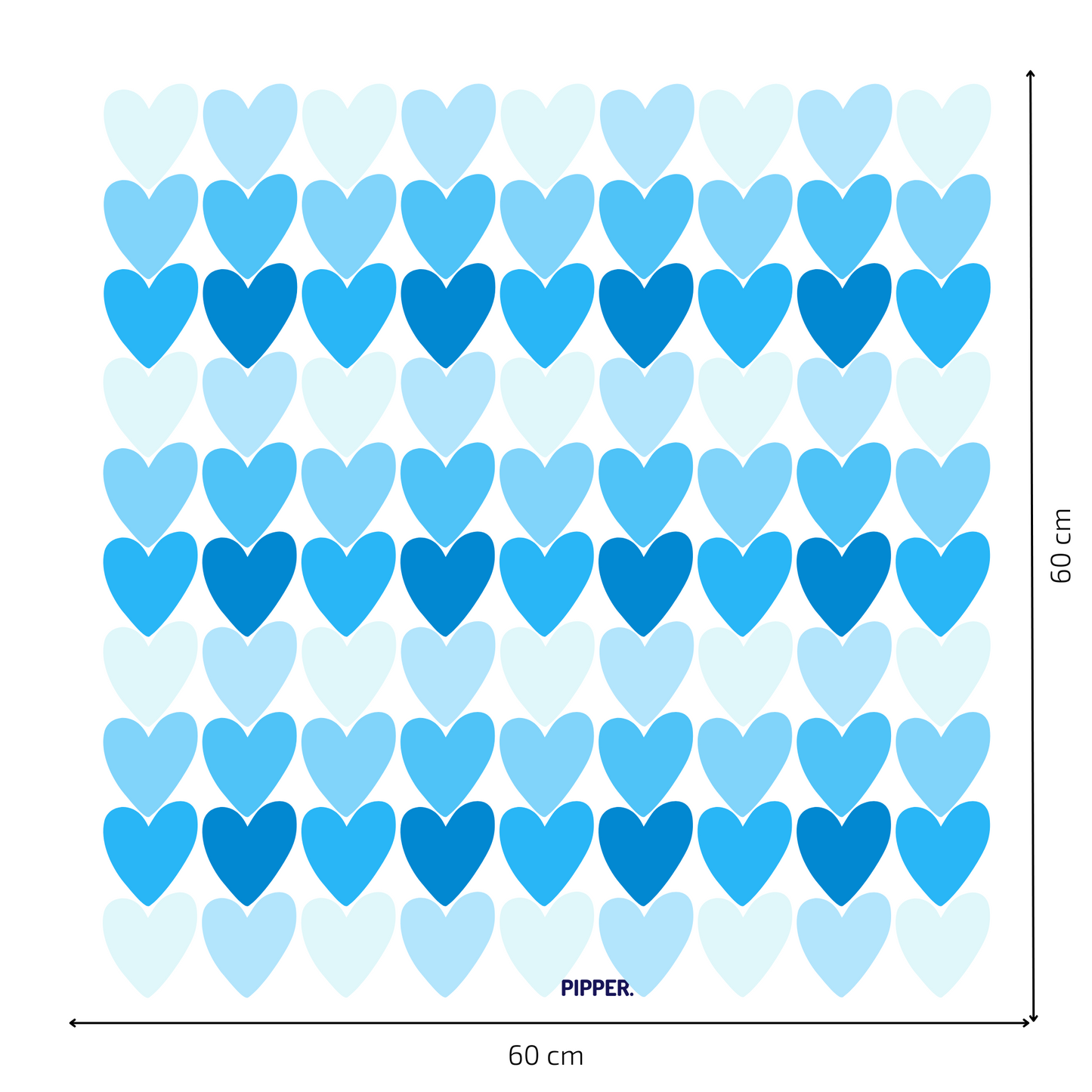 Textile Wall Sticker “Hearts” Blue colors