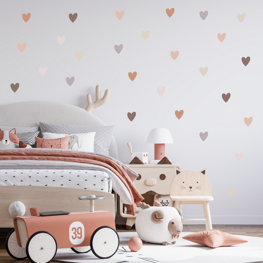 Textile Wall Sticker “Hearts” Brown colors