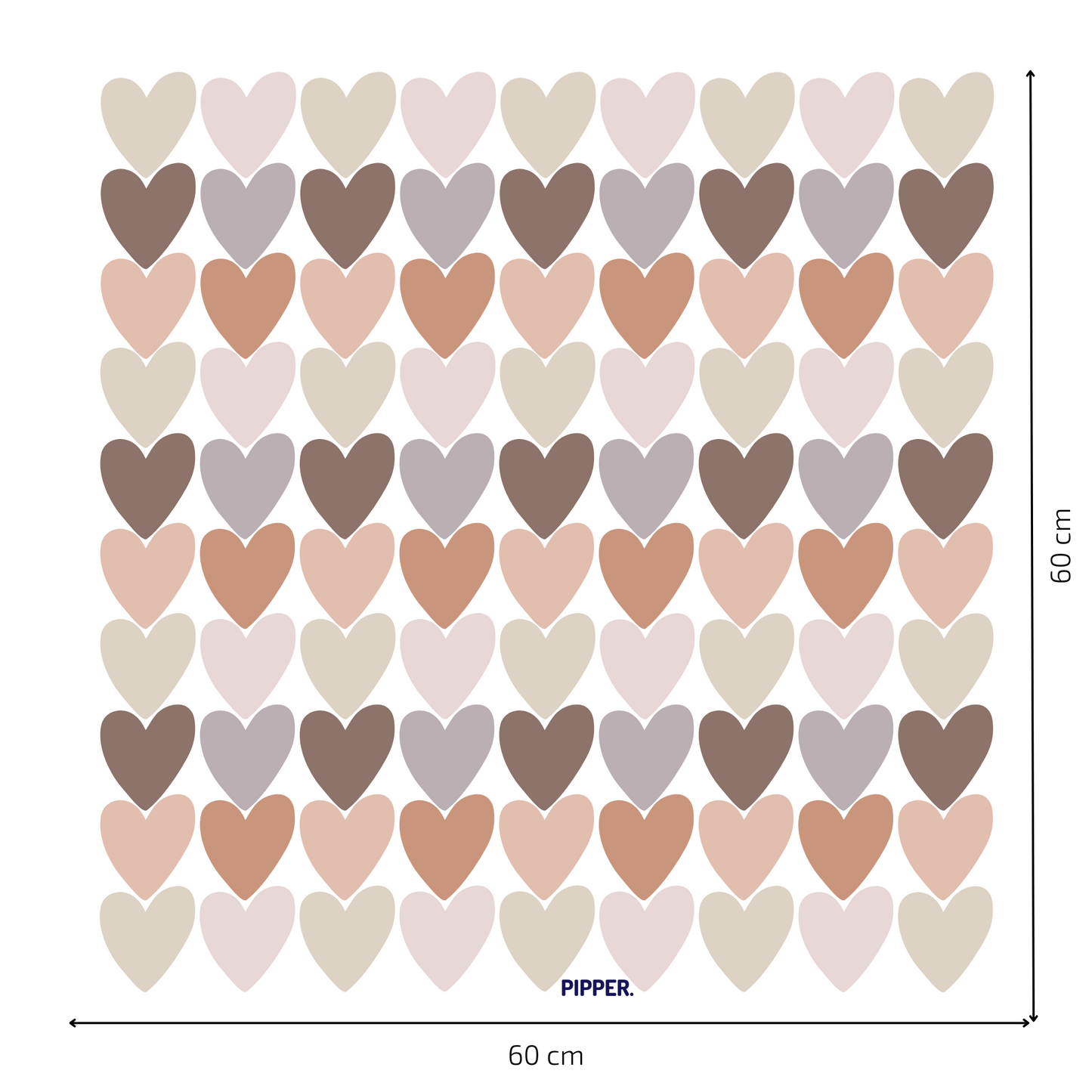 Textile Wall Sticker “Hearts” Brown colors