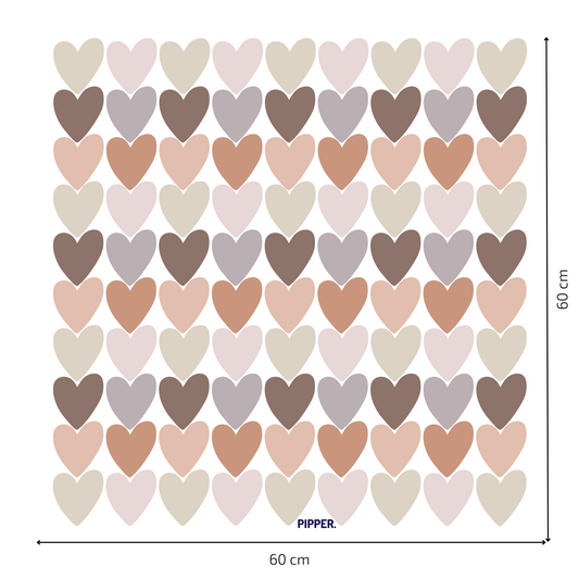 Textile Wall Sticker “Hearts” Brown colors