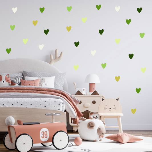 Textile Wall Sticker “Hearts” Dark green colors
