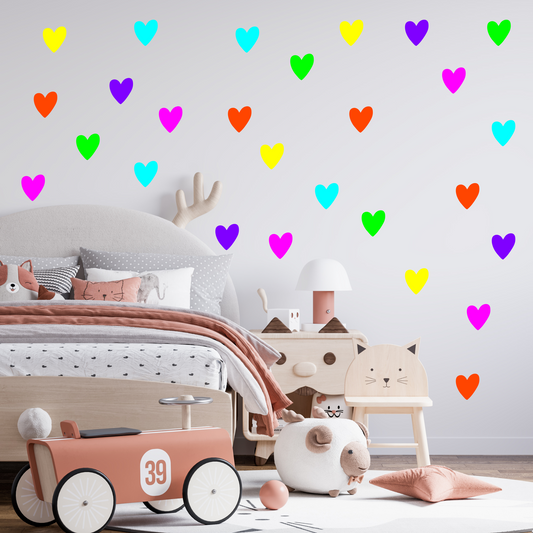 Textile Wall Sticker “Hearts” Dark neon colors