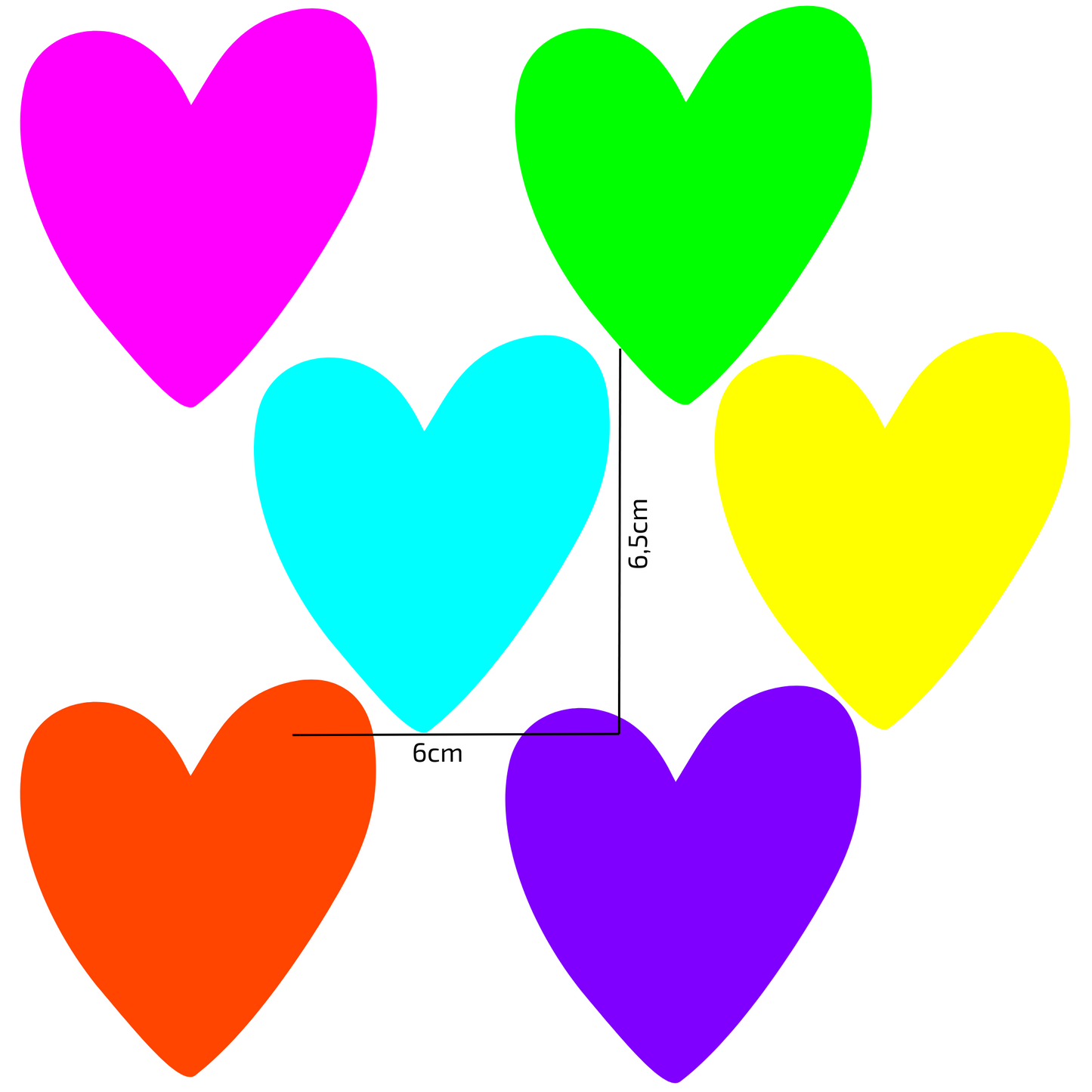 Textile Wall Sticker “Hearts” Dark neon colors