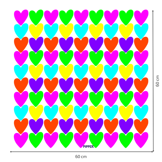 Textile Wall Sticker “Hearts” Dark neon colors