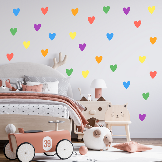 Textile Wall Sticker “Hearts” Dark pastels colors