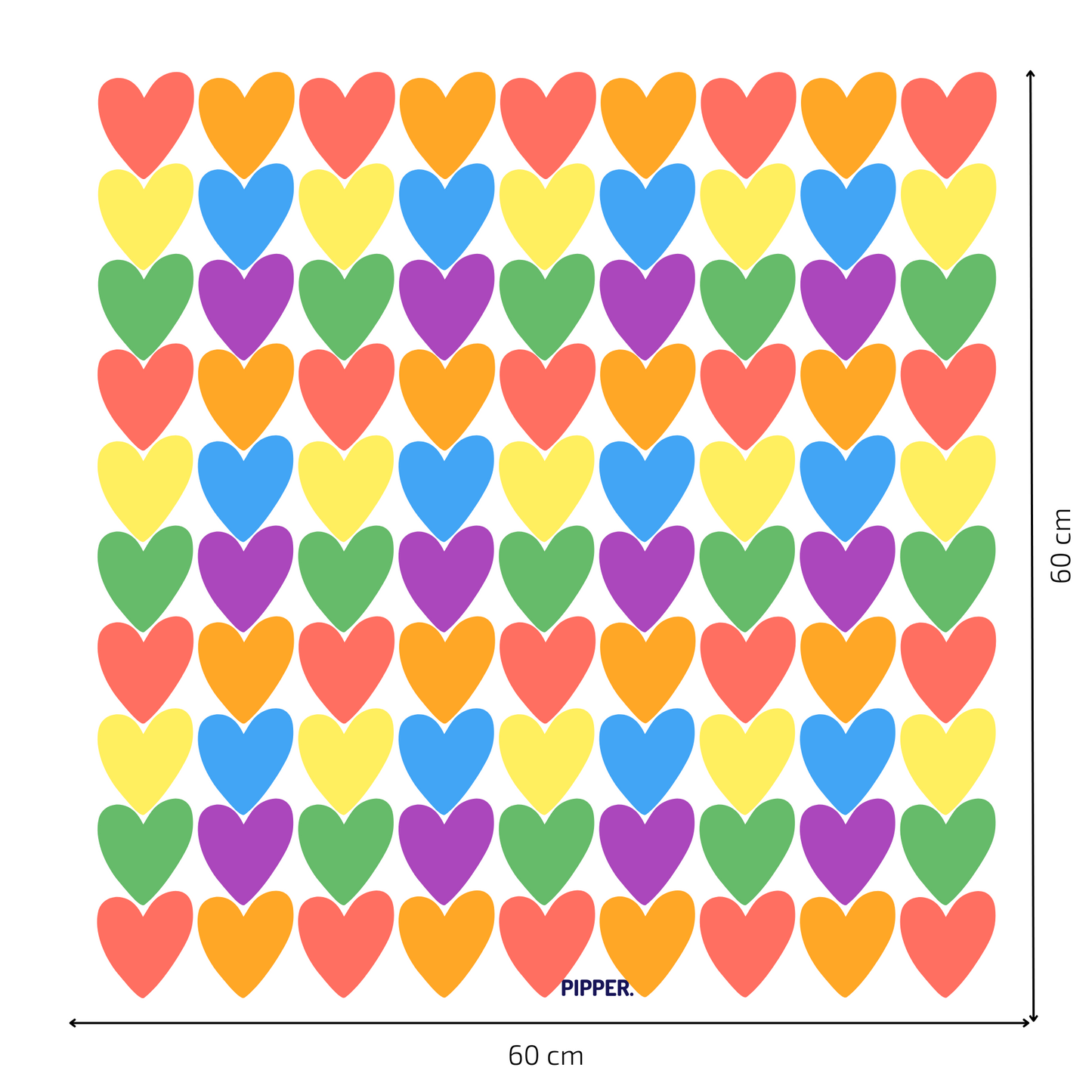 Textile Wall Sticker “Hearts” Dark pastels colors