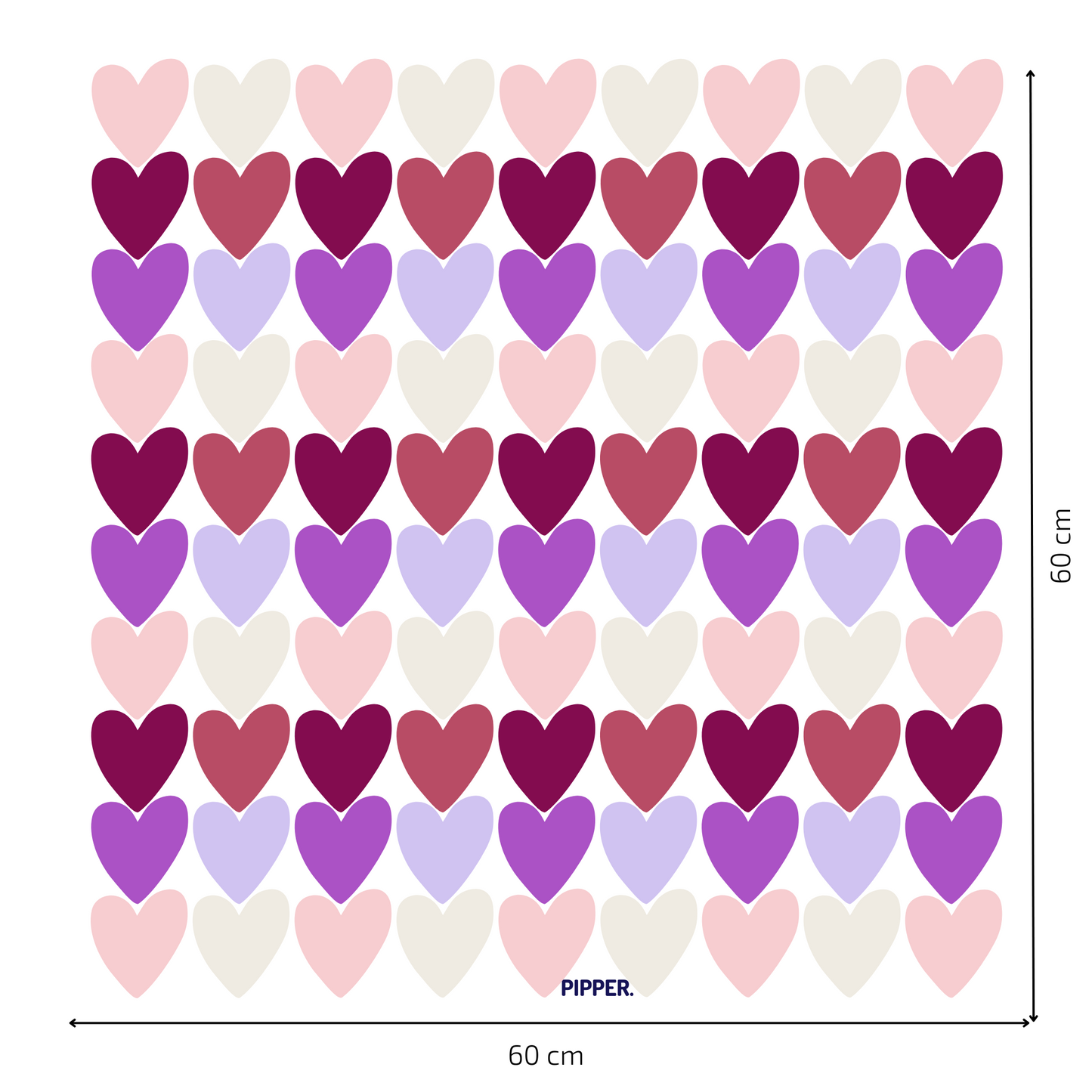 Textile Wall Sticker “Hearts” Dark purple colors