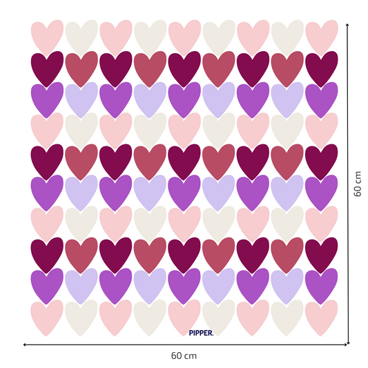 Textile Wall Sticker “Hearts” Dark purple colors