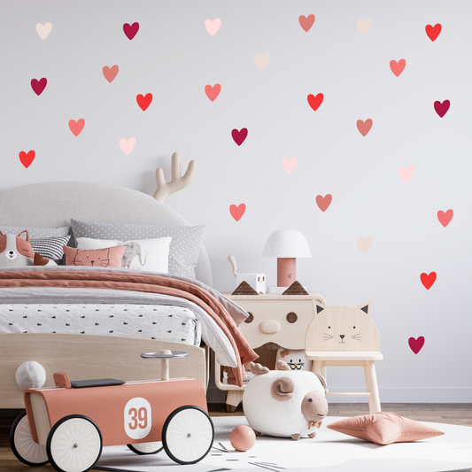 Textile Wall Sticker “Hearts” Dark red colors