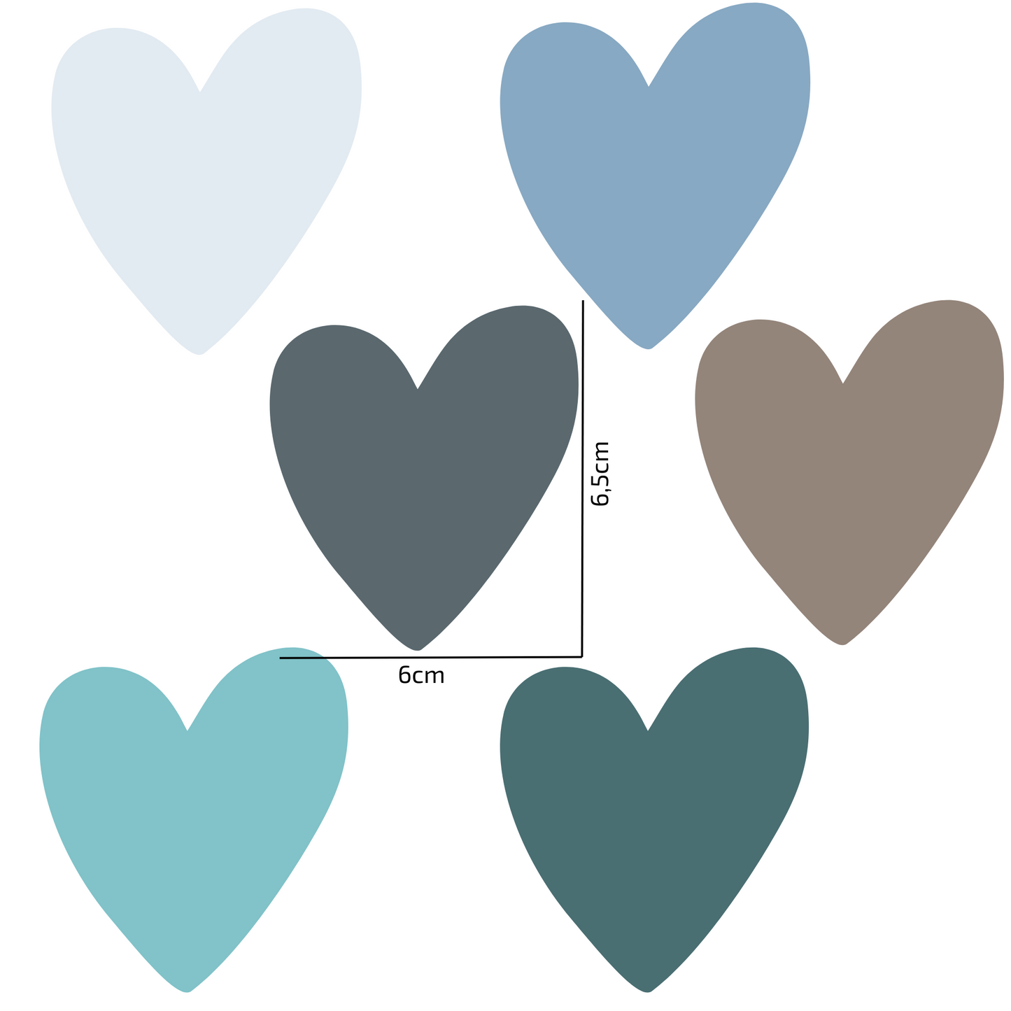 Textile Wall Sticker “Hearts” Dark turquoise colors