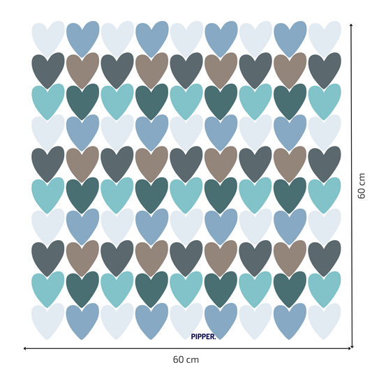 Textile Wall Sticker “Hearts” Dark turquoise colors