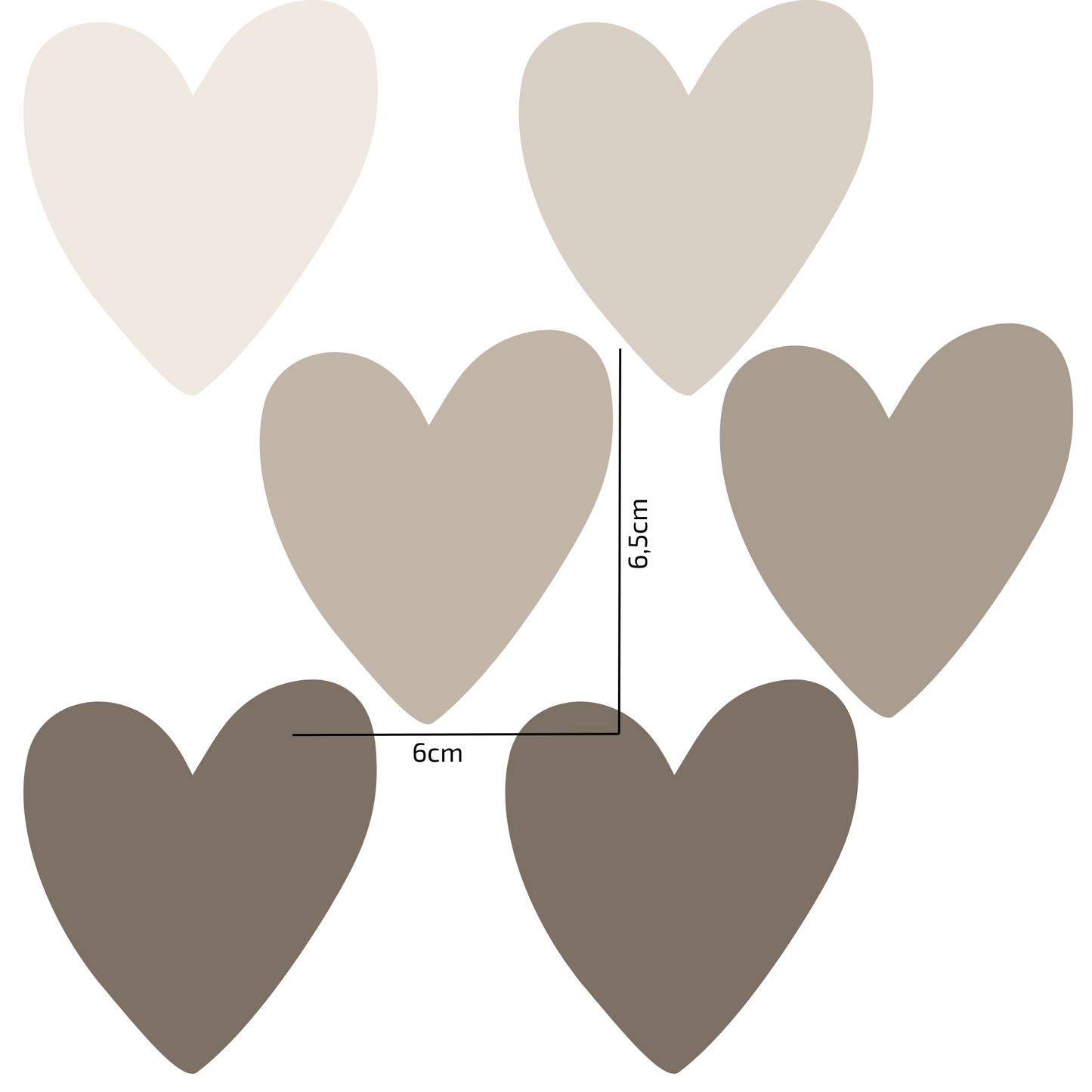 Textile Wall Sticker “Hearts” Earthy brown colors