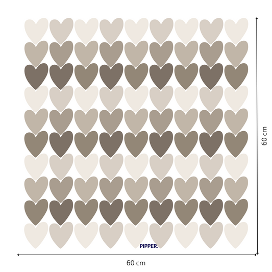 Textile Wall Sticker “Hearts” Earthy brown colors