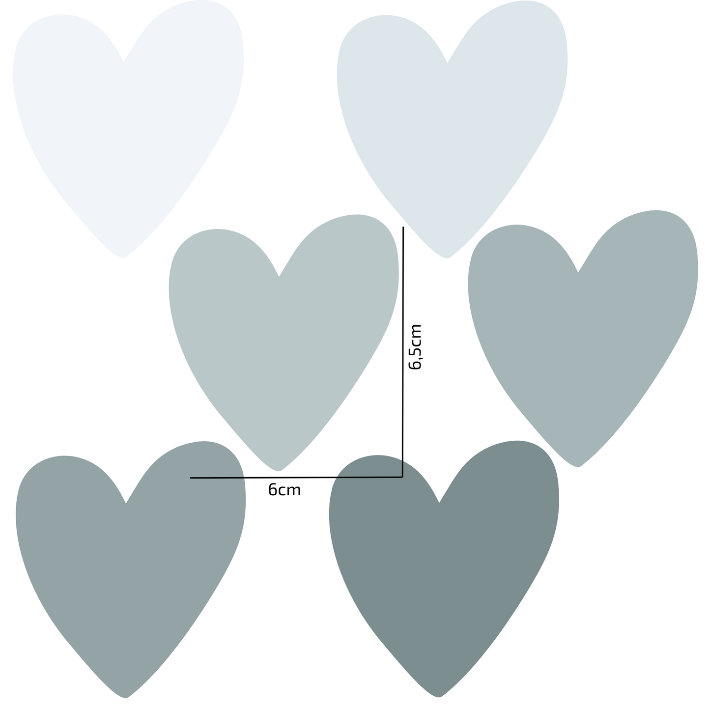 Textile Wall Sticker “Hearts” Nordic blue-gray colors