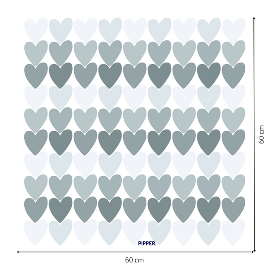 Textile Wall Sticker “Hearts” Nordic blue-gray colors