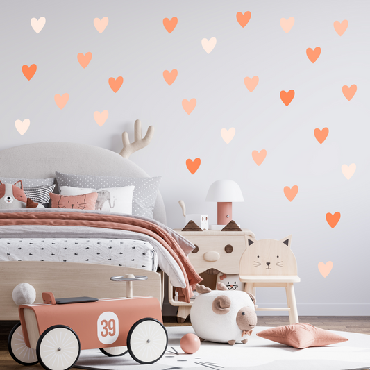 Textile Wall Sticker “Hearts” Orange colors