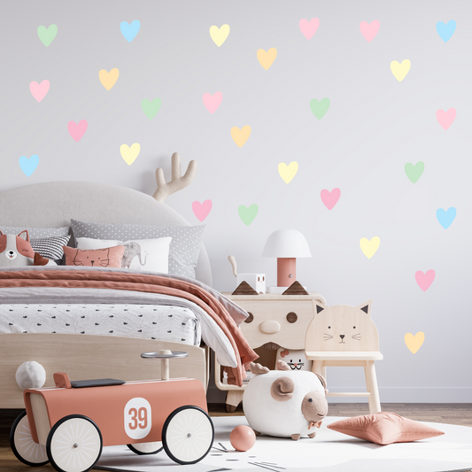 Textile Wall Sticker “Hearts” Soft pastel colors 2