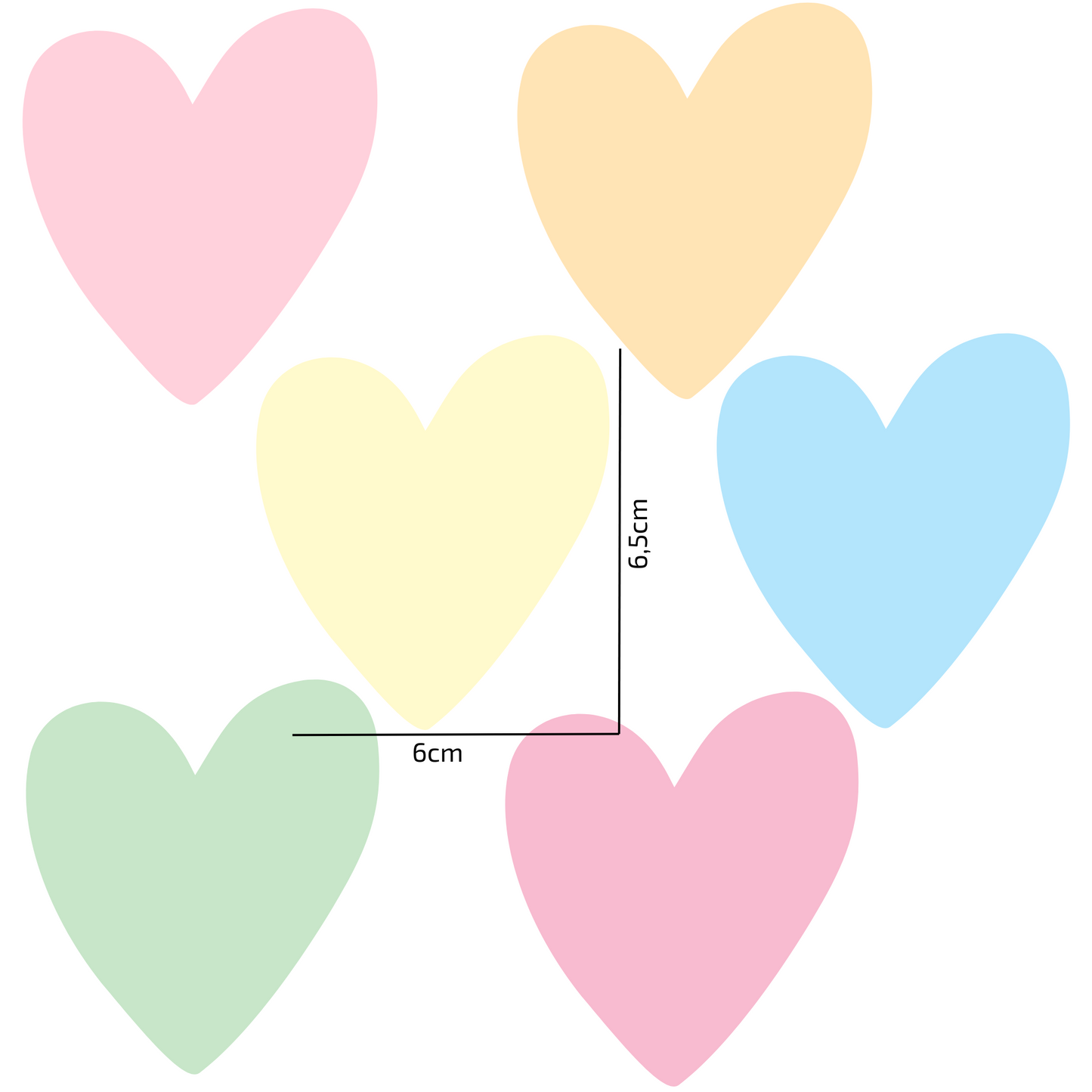 Textile Wall Sticker “Hearts” Soft pastel colors 2