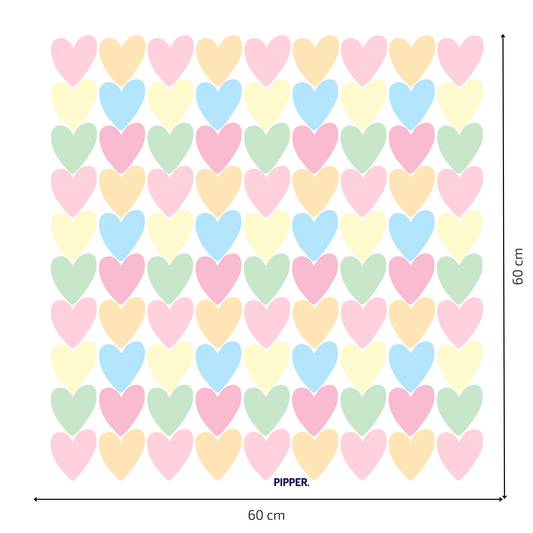 Textile Wall Sticker “Hearts” Soft pastel colors 2