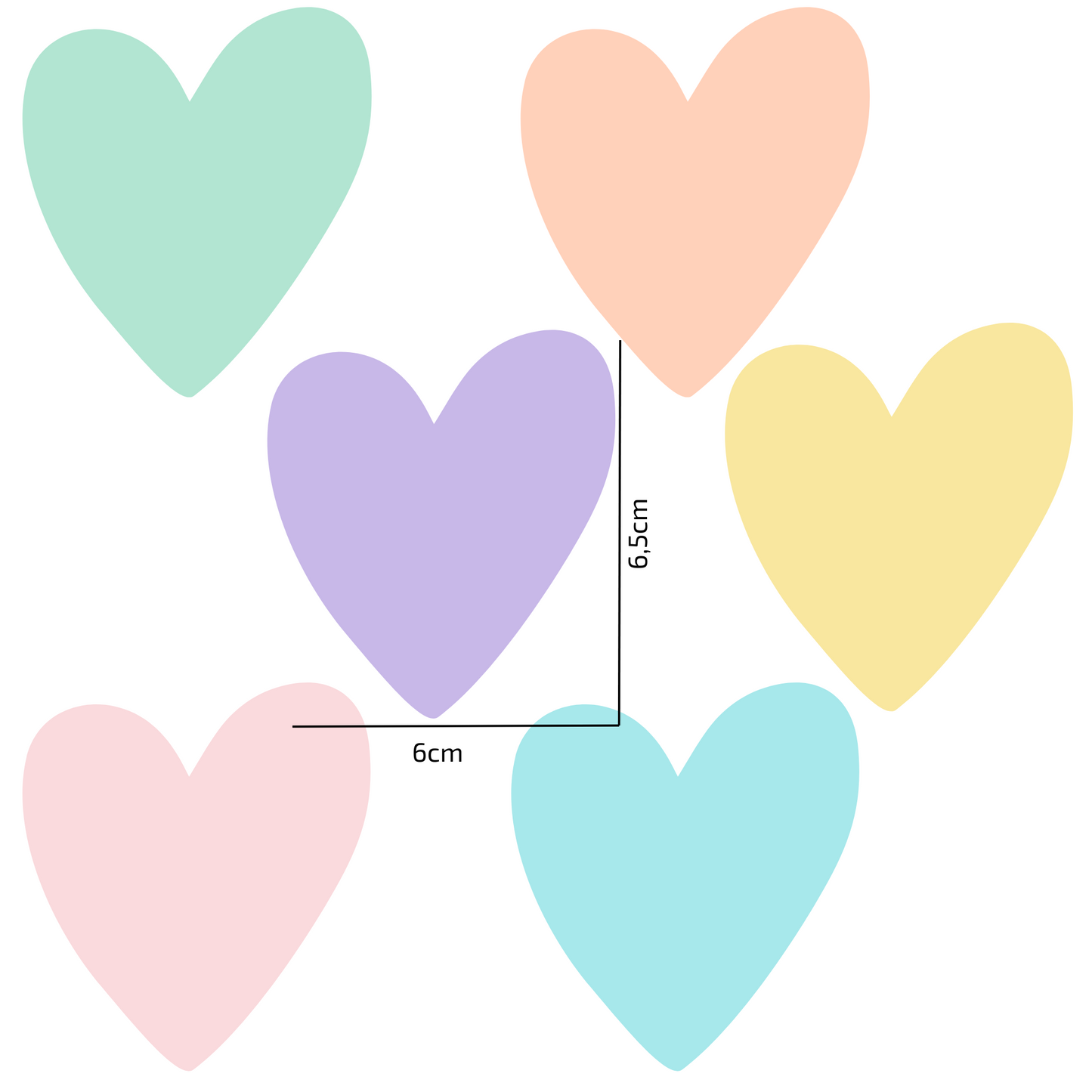 Textile Wall Sticker “Hearts” Soft pastel colors