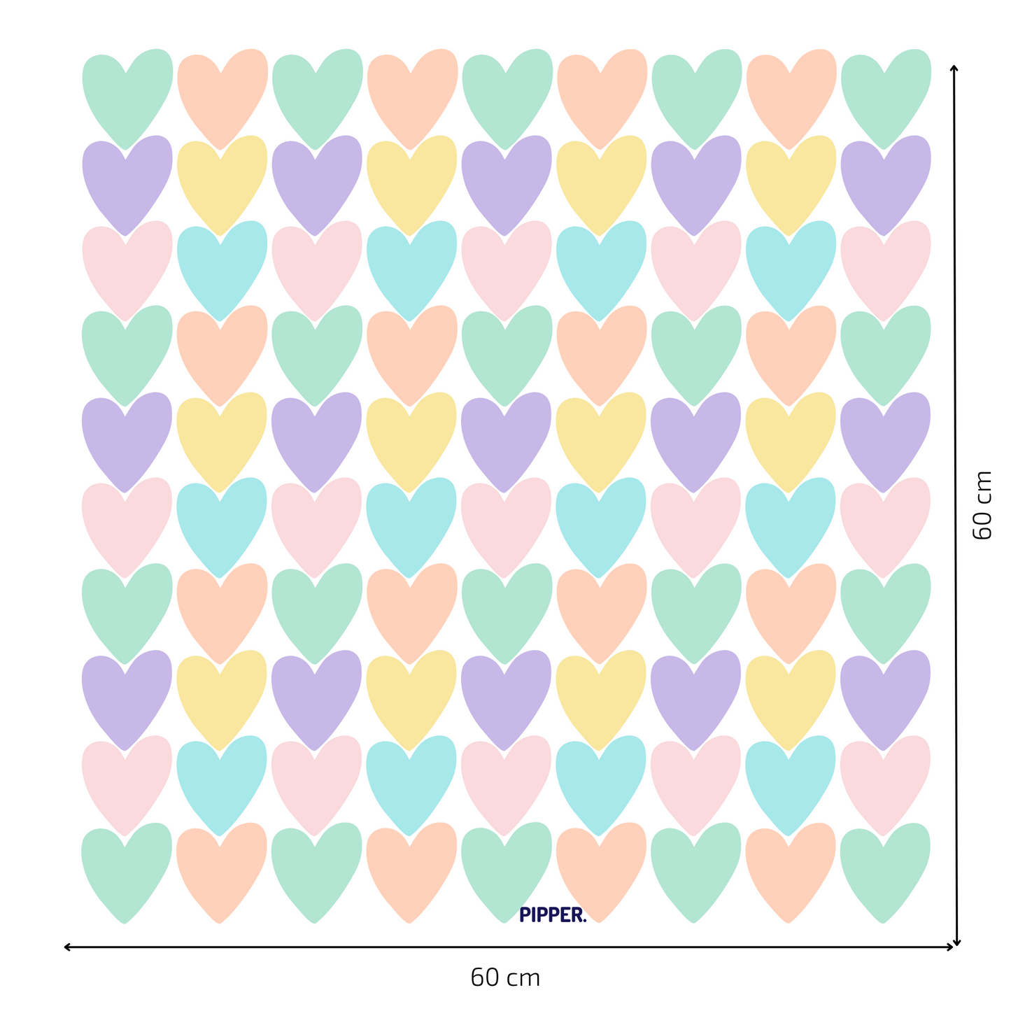 Textile Wall Sticker “Hearts” Soft pastel colors